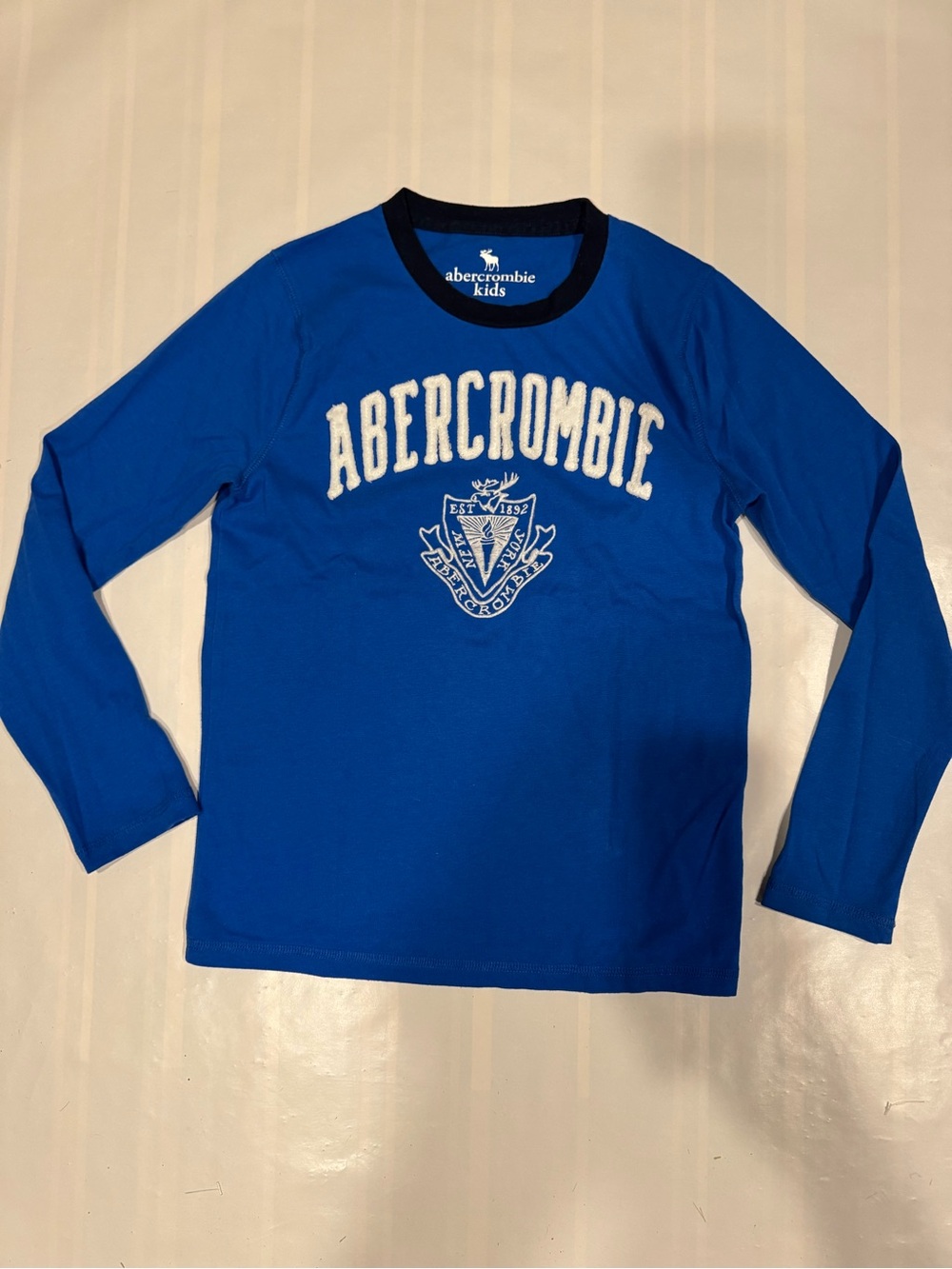 abercrombie kids Royal Blue Long Sleeve Logo Tee with White Crest